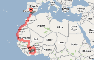Recorrido de 7000 km, desde Barcelona hasta Costa de Marfil